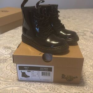 Dr. Martens toddler boots black patent leather boots Size 9 with Box